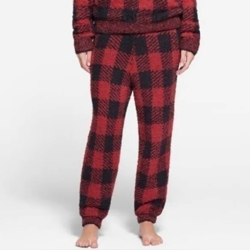 Skims Cozy Knit Jogger Brick Buffalo Check Size L/XL Womens FITS LIKE XXL Unisex